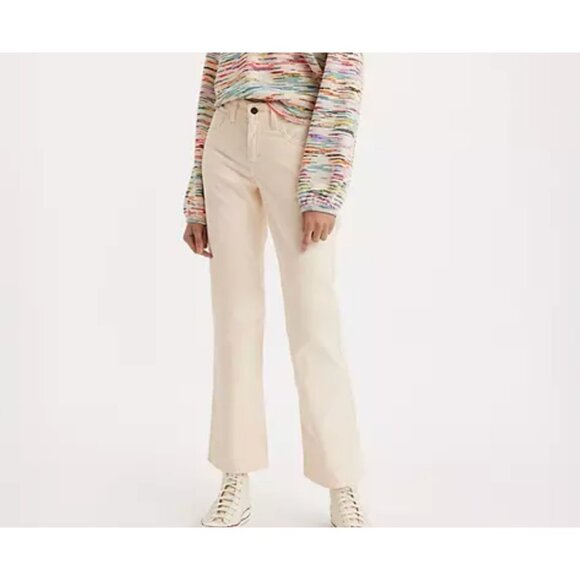 New Levi's Premium 33X27 MIDDY CORDUROY BOOTCUT WOMEN'S PANTS White Smoke - Picture 1 of 7